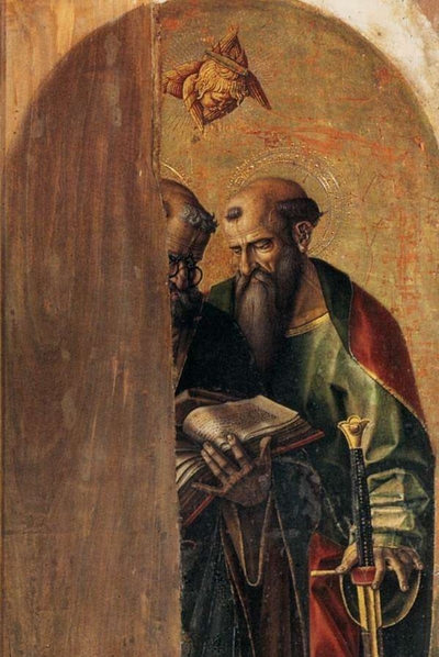 Dentro la bellezza - Carlo Crivelli (1435 – 1495) - Polittico del Duomo di Camerino. Santi Pietro e Paolo (part) post 1490, tempera e oro su tavola, 217 cm × 47 cm. Gallerie dell'Accademia, Venezia