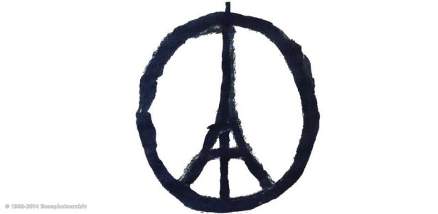 Banksy, Paris Peace - In questi semplici tratti lo street artist Banksy sovrappone due simboli eloquenti, la tour Eiffel e il simbolo della pace. Un simbolo, un monito, una speranza