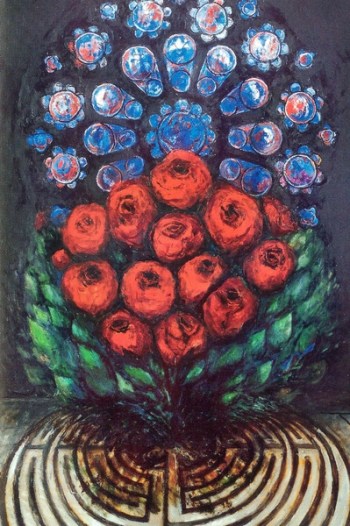 Sieger Köder, Labirinto e rose, Olio su tela 1991-1992 Collezione Privata