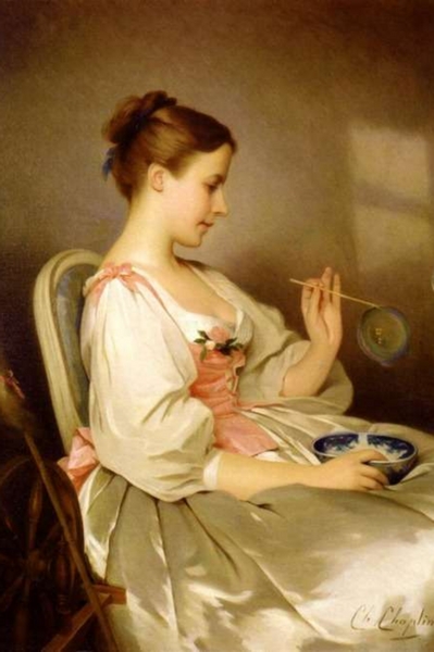 66. Charlie Joshua Chaplin Le bolle di sapone olio su tela 1881 Collezione Privata