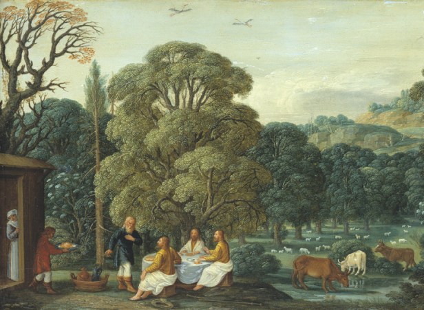 Koenig, Johann (1586-1642) Abraham hosting the three angels. 