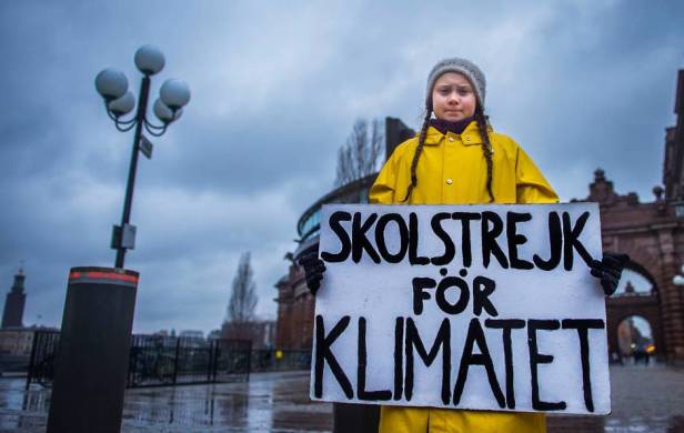 Swedish teenager Greta Thunberg during a climate manifestation in Stockholm