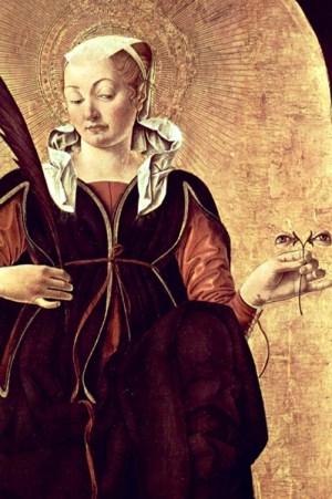 Francesco del Cossa, Santa Lucia (dal Polittico Griffoni), 1472-1473 tempera su tavola 79 cm × 56 cm  National Gallery of Art, Washington