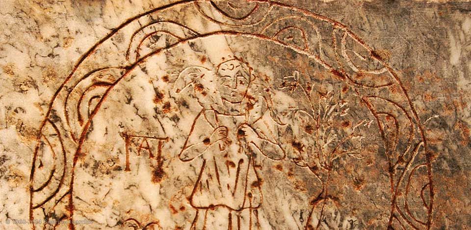 Lapide romana con la figura del Buon Pastore, terme di Diocleziano, parte del Museo nazionale romano, Roma.