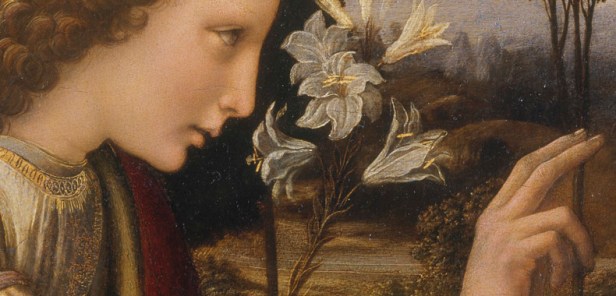 Leonardo da Vinci (1452-1519)Annunciation. Detail Florence Galleria degli Uffizi.