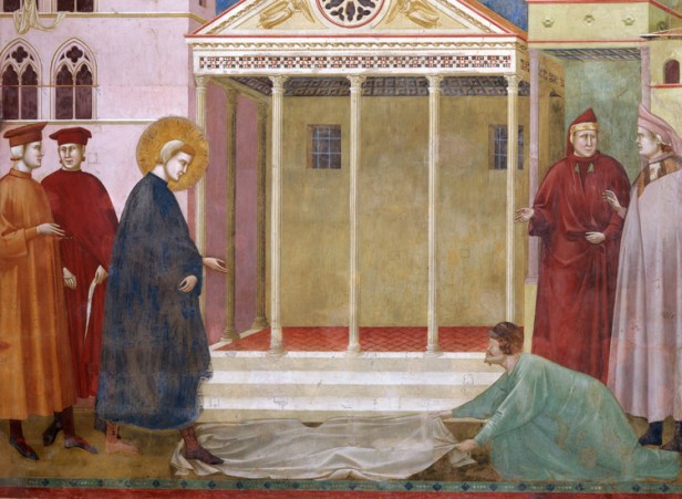 Giotto (Giotto di Bondone 1266-1336): Scenes from the Life of Saint Francis: Homage of a Simpleton - detail. Assisi, Church of San Francesco