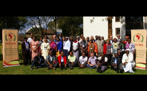 A group photo of theologians and bishops attending the Theological Colloquium on Church, Religion, and Society in Africa at Hekima University College in Nairobi July 17.