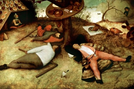 Dentro la bellezza (24) Pieter Bruegel il Vecchio, Paese della cuccagna, 1567, olio su tavola, 52 cm × 78 cm. Alte Pinakothek, Monaco di Baviera
