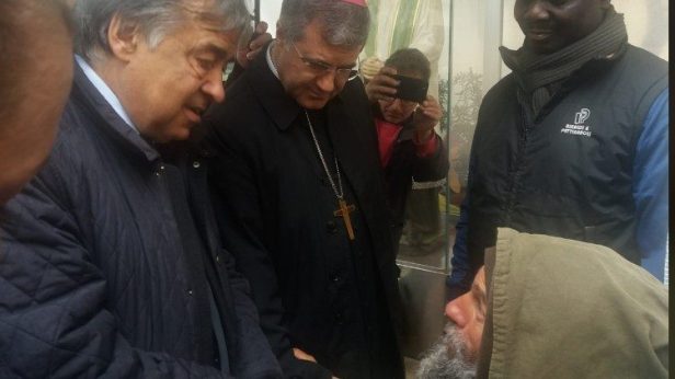 Fratel Biagio con il sindaco di Palermo Orlando e l'arcivescovo Lorefice