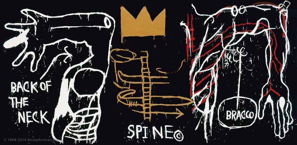 Basquiat, Back of the neck (La parte posteriore del collo), Serigrafia a colori su carta con aggiunta di pennellate a mano.
