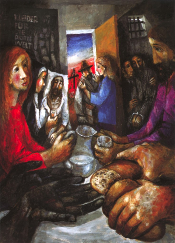 Sieger Köder, Mi avete dato da mangiare (Le opere di misericordia corporale), olio su tela XX sec. Collezione Privata.jpg