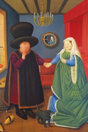 Dentro la bellezza (26) Fernando Botero Gli sposi Arnolfini dopo van Eyck, olio su tela, 1978
