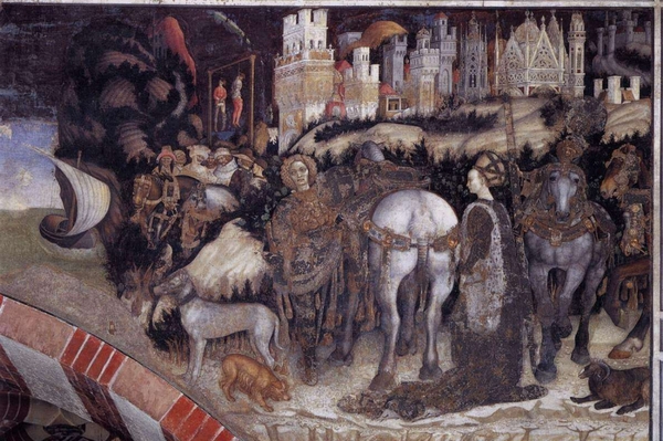 Pisanello, San Giorgio e la principessa, affresco 1430 circa. Chiesa di Sant’Anastasia, Cappella dei Pellegrini, Verona.