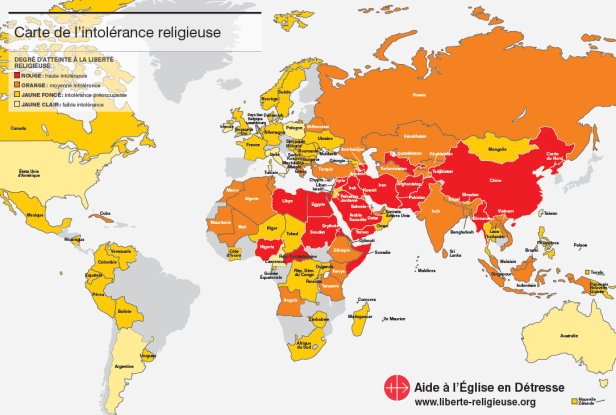La carte de l’intolérance religieuse