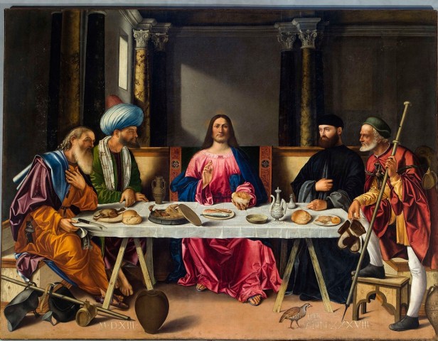 52.1 Vittore Carpaccio, Cena in Emmaus, 1513,  dipinto su tavola, 260 x 375 cm, Chiesa di San Salvador, Venezia