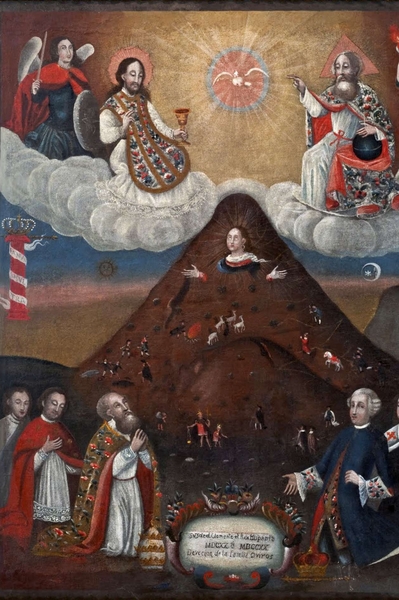 Anonimo. Virgen del Cerro (Madonna del Monte), Olio su tela, 72 × 92 cm.  1701 – 1800 Museo Nazionale d'Arte (La Paz, Bolivia)