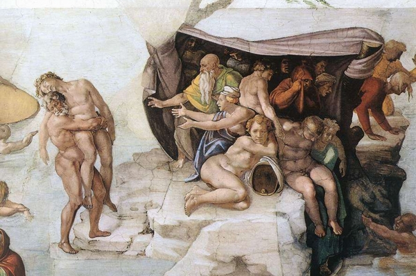 Michelangelo Buonarroti Il Diluvio Universale affresco (1509) Affresco 280 cm × 570 cm
